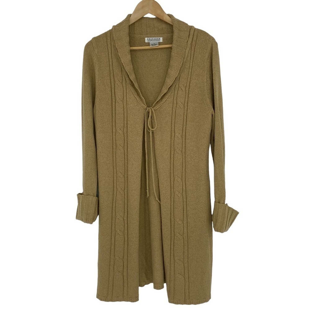 JohnPaulRichard tan duster cardigan tie front sweater, S